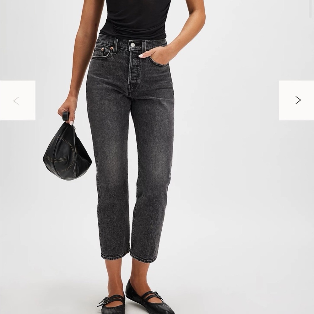 Levi’s Wedgie Straight Leg Jeans Well Worn Black Gray Wash Size 26 High Rise - Picture 5 of 5